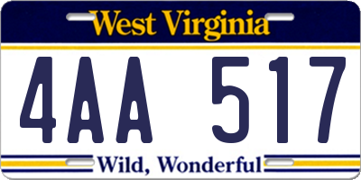 WV license plate 4AA517