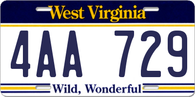 WV license plate 4AA729