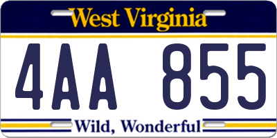 WV license plate 4AA855