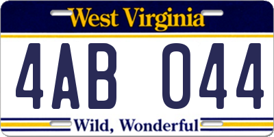 WV license plate 4AB044