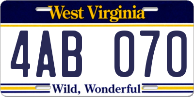 WV license plate 4AB070