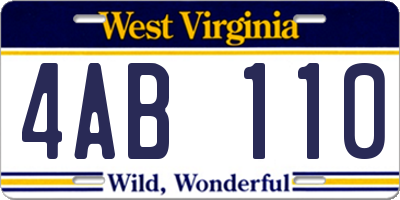 WV license plate 4AB110