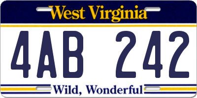 WV license plate 4AB242