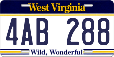 WV license plate 4AB288