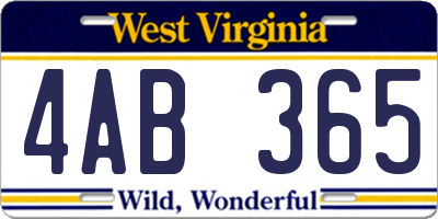 WV license plate 4AB365