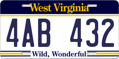 WV license plate 4AB432