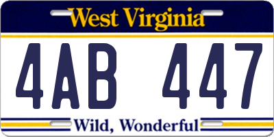 WV license plate 4AB447
