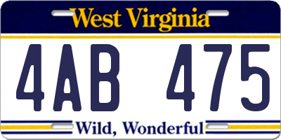 WV license plate 4AB475