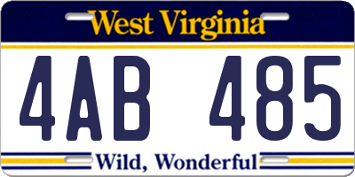 WV license plate 4AB485