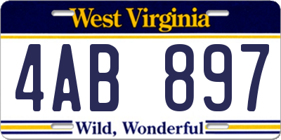 WV license plate 4AB897