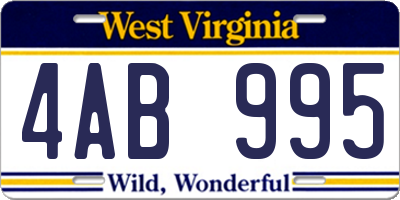 WV license plate 4AB995