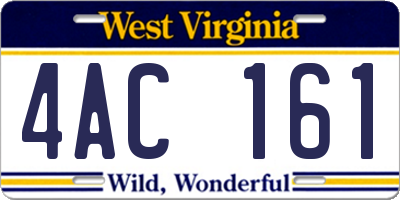 WV license plate 4AC161
