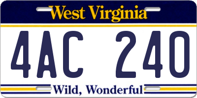 WV license plate 4AC240