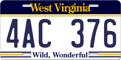 WV license plate 4AC376