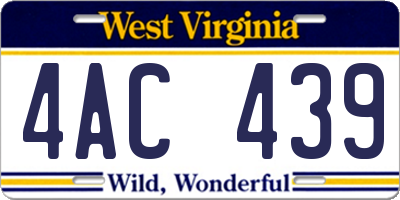WV license plate 4AC439