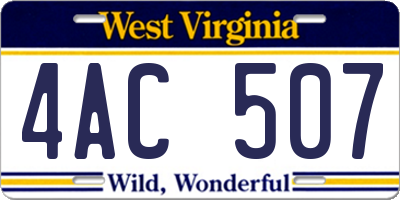 WV license plate 4AC507