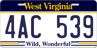 WV license plate 4AC539