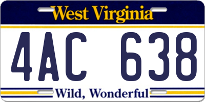 WV license plate 4AC638