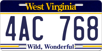 WV license plate 4AC768