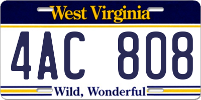 WV license plate 4AC808