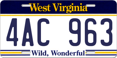 WV license plate 4AC963