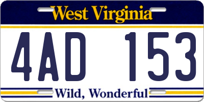 WV license plate 4AD153