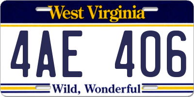 WV license plate 4AE406