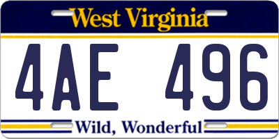 WV license plate 4AE496