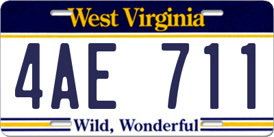 WV license plate 4AE711