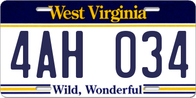 WV license plate 4AH034
