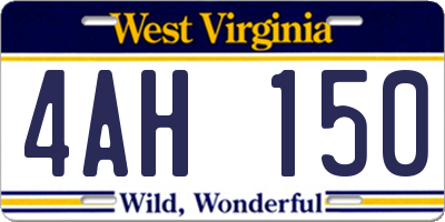 WV license plate 4AH150
