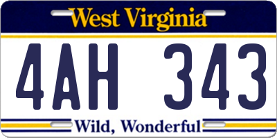 WV license plate 4AH343