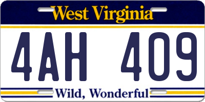 WV license plate 4AH409