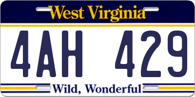 WV license plate 4AH429