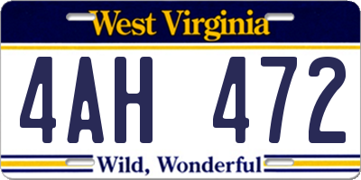 WV license plate 4AH472