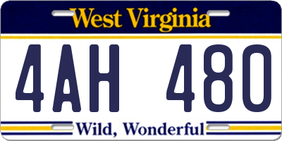 WV license plate 4AH480
