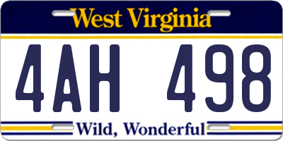WV license plate 4AH498