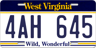 WV license plate 4AH645