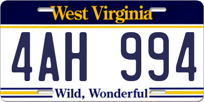 WV license plate 4AH994