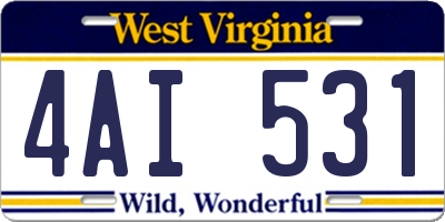 WV license plate 4AI531