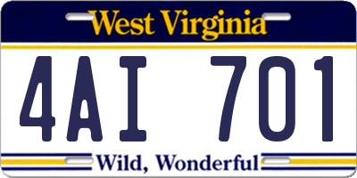 WV license plate 4AI701