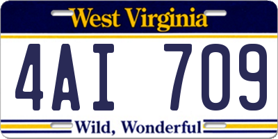 WV license plate 4AI709