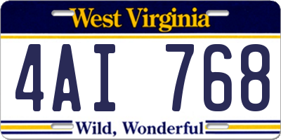 WV license plate 4AI768