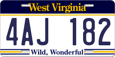 WV license plate 4AJ182