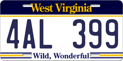 WV license plate 4AL399