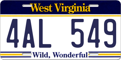 WV license plate 4AL549
