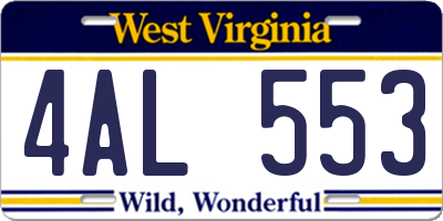 WV license plate 4AL553