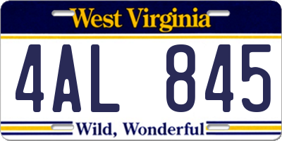 WV license plate 4AL845