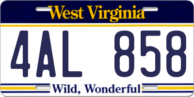 WV license plate 4AL858