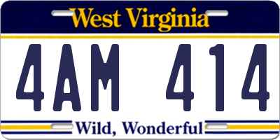 WV license plate 4AM414